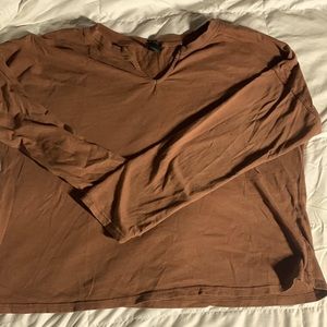 Brown/pinkish long sleep cropped top